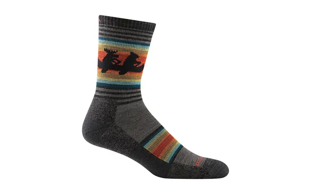 Mens Animal Patterned Micro Crew Lightweight Hiking Merino Wool Socks By Darn Tough Size M Colour Taupe