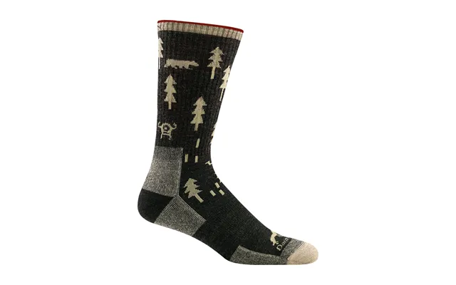 Mens Forest Patterned Boot Midweight Merino Wool Hiking Socks By Darn Tough Size M Colour Black