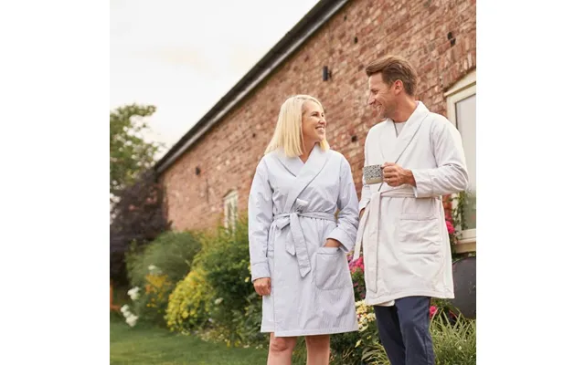 Organic Cotton Short Towelling Robe By Dip & Doze Colour Grey Stripe Size M product image