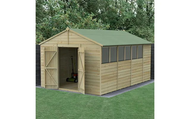 15' X 10' Forest Beckwood 25yr Guarantee Shiplap Pressure Treated Double Door Apex Wooden Shed 4