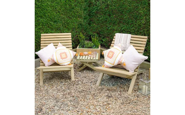 Forest Slatted Wooden Garden Table And Chairs Set 2'3 X 3'11 0
