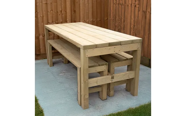 Forest Wooden Garden Dining Table And Benches Set 5'11 X 2'6 1