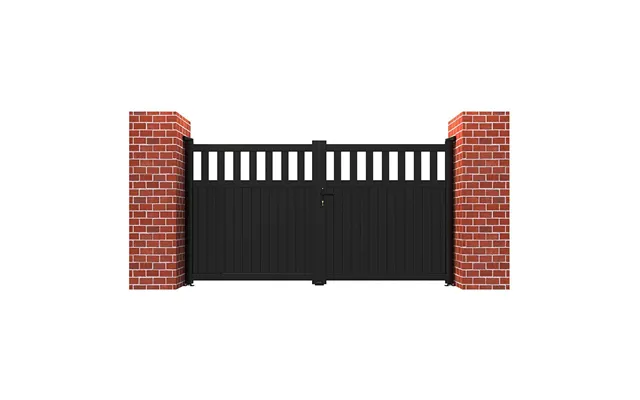 Partial Privacy Premium Metal Driveway Double Gates - Black
