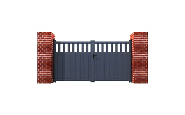 Partial Privacy Premium Metal Driveway Double Gates - Grey
