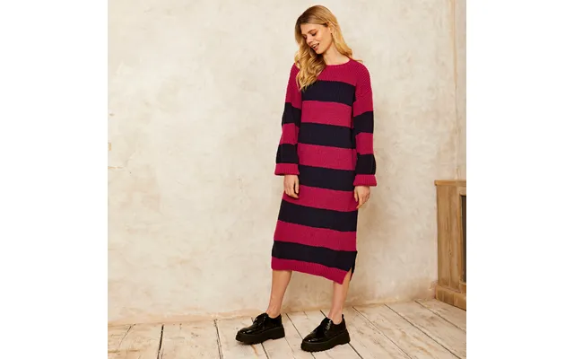 Antonia Chunky Stripe Midi Dress - Navy, Navy Small