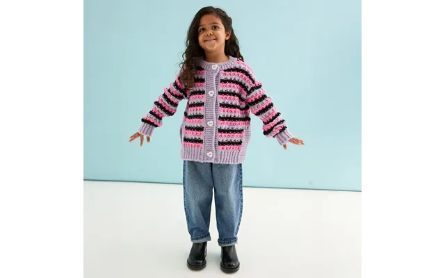 Bernice Kids Stripe Cross Stitch Cardigan - Lilac, 6-7 Years