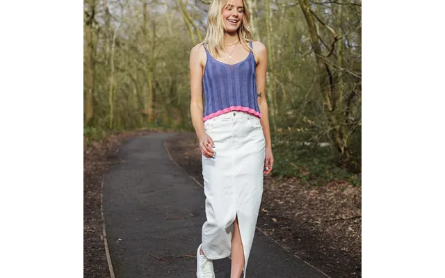 Jodie Ribbed Knitted Cami Vest - Denim, Small