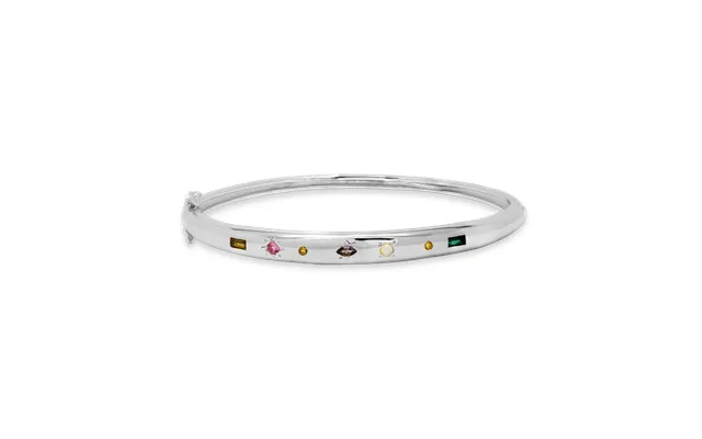 Kaleidoscope Gemstone Bangle - Silver