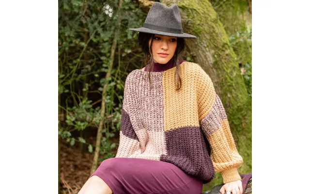 Laura Chunky Patchwork Jumper - Plum, Plum Small