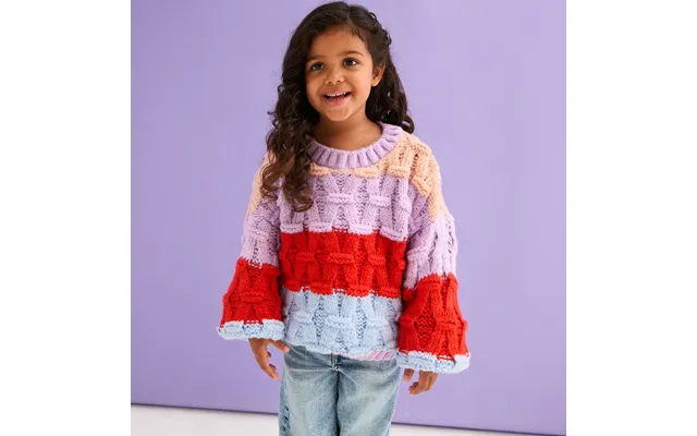 Mandy Kids Criss-cross Stitch Balloon Sleeve Stripe Jumper - 4-5 Years