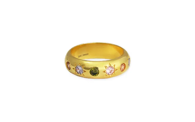 Pastel Stone Chunky Band Ring - Gold Medium