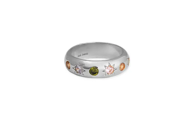 Pastel Stone Chunky Band Ring - Silver Extra Large