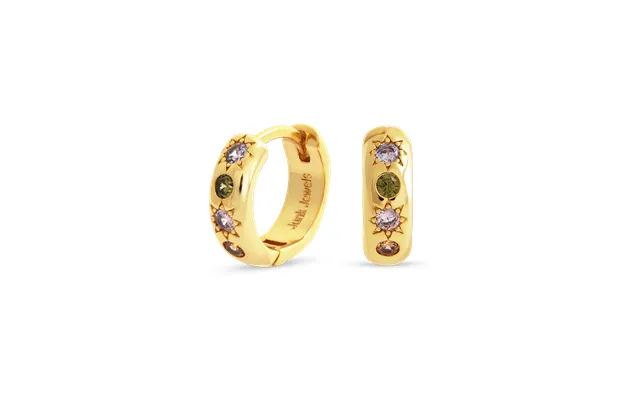 Pastel Stone Petite Hoop Earrings - Gold