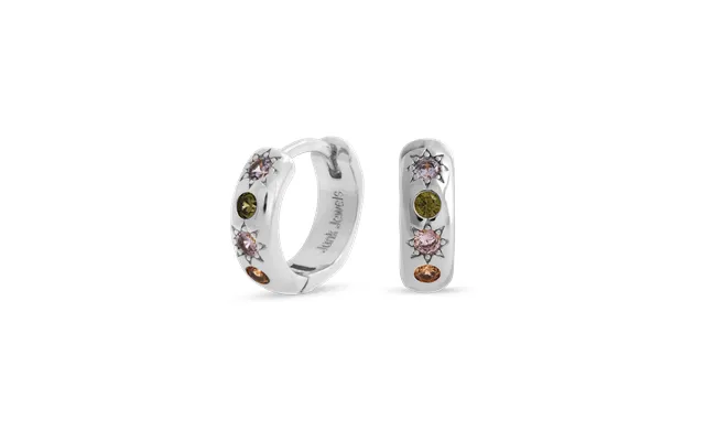Pastel Stone Petite Hoop Earrings - Silver