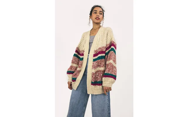 Resale Mya Chunky Stripe Cardigan - Beige Large 2