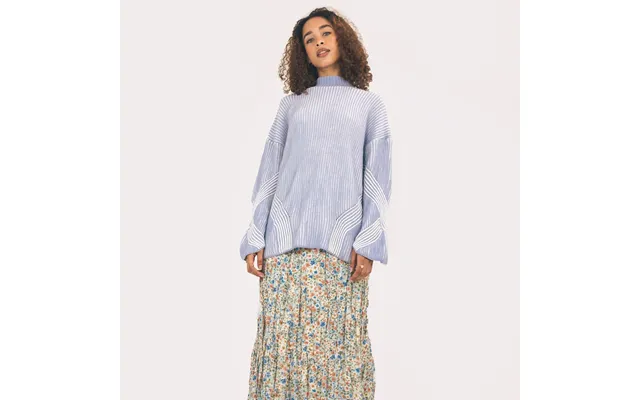 Rosa High Neck Knit Jumper - Pale Blue, Light Blue Small