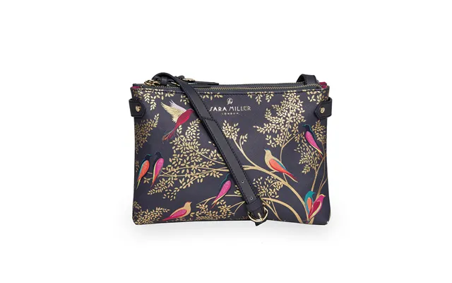 Sara Miller Zip Crossbody Bag - Smokey Blue Birds