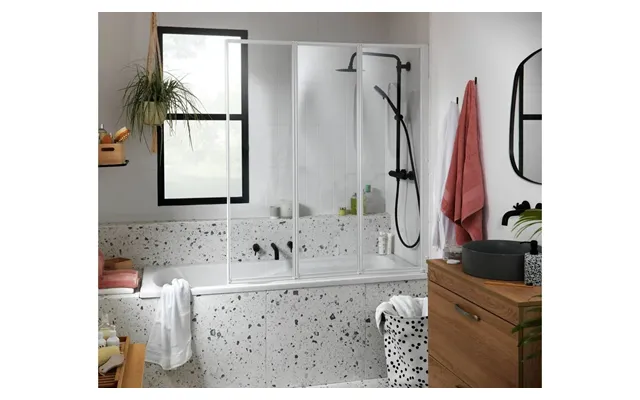 1400x1230mm Folding Bath Shower Screen White Waterproof Enclosure Clear