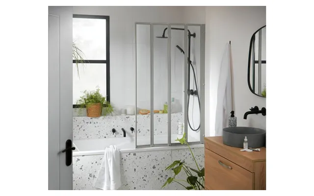 1400x840mm Folding Bath Shower Screen Silver For Bathroom