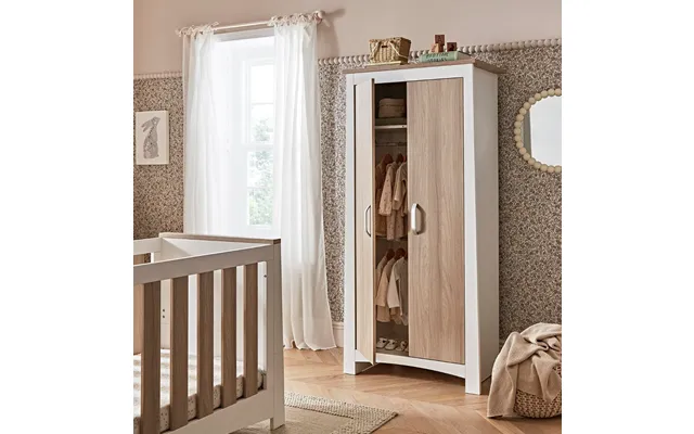 Ada Nursery Wardrobe White Ash 2 Removable Hanging Rails 180cm H