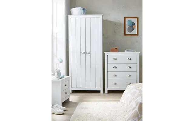Atlanta 3 Piece Bedroom Set White 2 Door Wardrobe - Chest & Bedside Kids Room