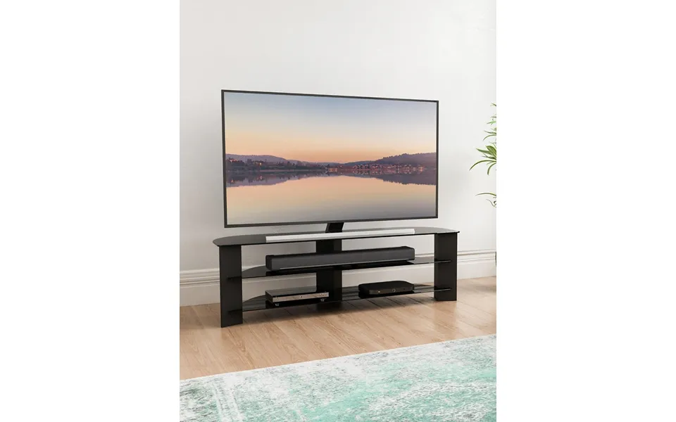 Avf Varano Corner Tv Stand - Black Glass Tv Size 61-70 Fast Delivery