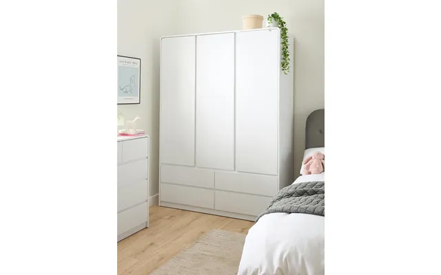 Bailey Kids 3 Door 4 Drawer Wardrobe White Childrens Bedroom Storage product image