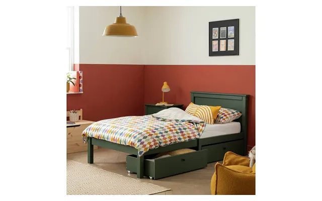 Brooklyn Single Bed Frame And Drawer Green Kids Childrens Bedroom Furniture