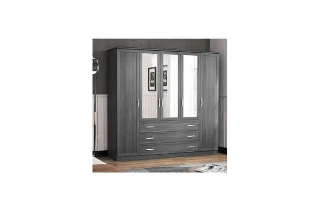Camberley 5 Door 3 Drawer Mirrored Wardrobe Dark Oak Modern Storage Bedroom