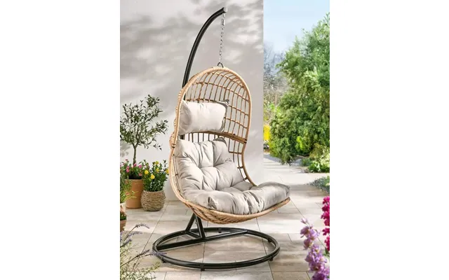 Cocoon Hanging Chair Pe Rattan Steel Frame Cushion Seat Comfort