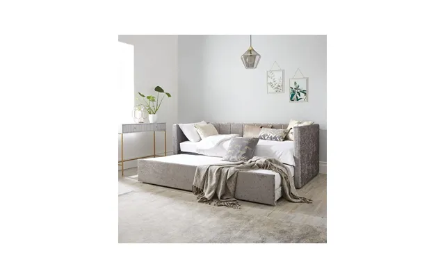 Connie Crushed Velvet Day Bed - Silver With Trundle Glamorous Sofa Guest Bed product image