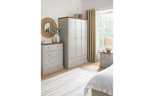 Crawford 3 Piece Bedroom Set Wardrobe 4 Drawer Chest Bedside Package Deal Uk