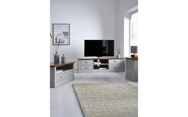 Crawford 3 Piece Living Room Set Grey Dark Tv Unit Coffee & Lamp Table product image