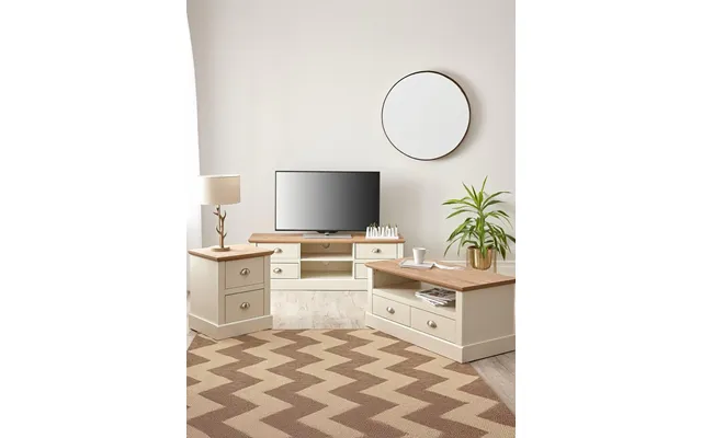 Crawford 3 Piece Package Tv Unit - Coffee Table And Lamp Table Ivory & Oak product image