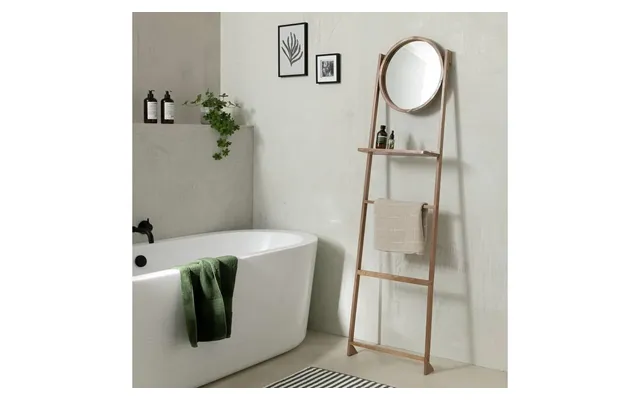 Free Standing Towel Ladder And Mirror Natural For Towels Decor Uk