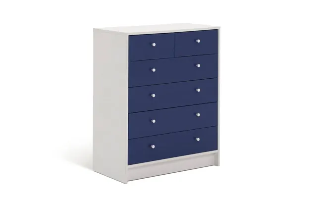 Kids Malibu 6 Drawer Chest Blue & White Childrens Bedroom Storage