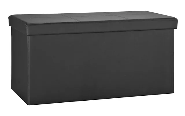 Large Faux Leather Stitched Ottoman Black Storage Footstool Living Room