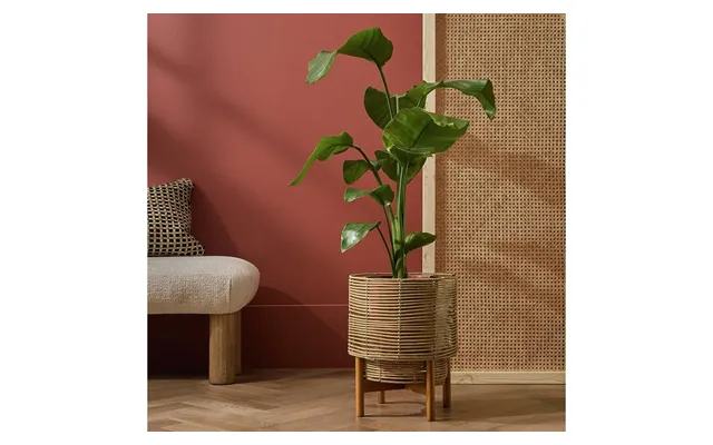 Large Woven Rattan Planter With Stand Natural Indoor Plant Pot Home Decor product image