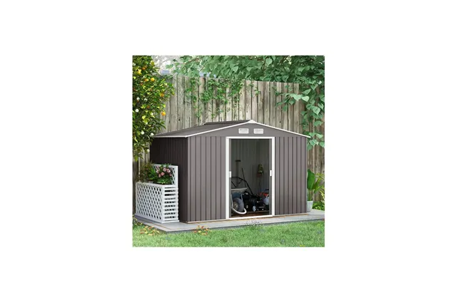 Outsunny 9 X 6ft Metal Shed With Foundation Ventilation Grey Free Delivery