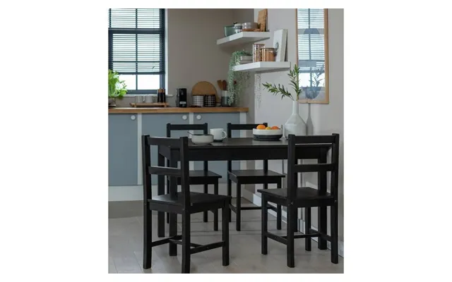 Raye Black Dining Table & 4 Black Chairs Durable Construction Home