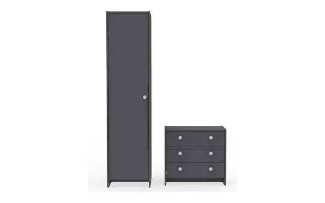 Seville 2 Piece 1 Door Wardrobe Set - Anthracite