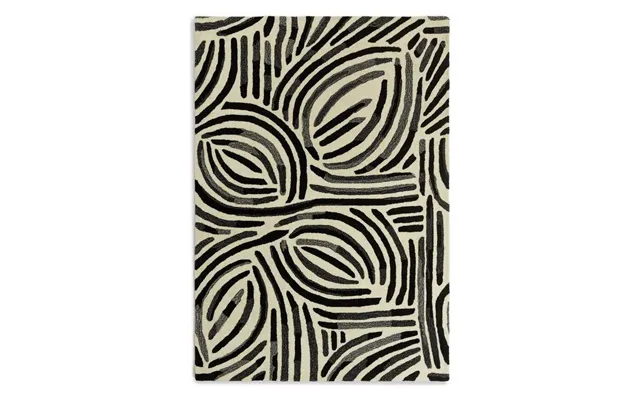 Skandi Brush Marks Black & White Cut Pile Rug Modern Scandinavian