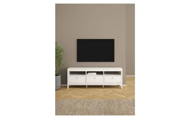 Tvilum Madrid 3 Drawer Tv Unit White Media Storage Cabinet Living Room
