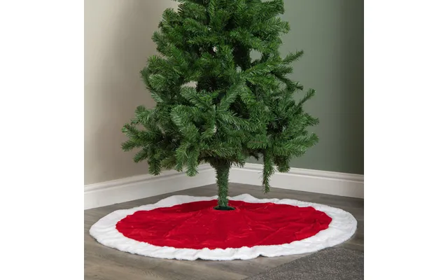 1.2m Red And White Soft Fabric Traditional Christmas Tree Skirt