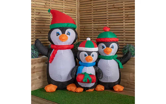 1.5m Light Up Christmas Inflatable Penguin Family With 12 White Leds