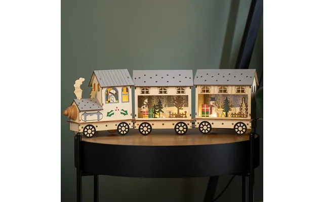 16cm Led Battery Operated Indoor Wooden Christmas Train & Carriages Scene product image