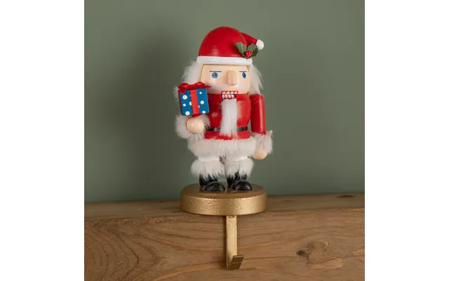 19cm Traditional Wooden Santa Nutcracker Christmas Stocking Holder
