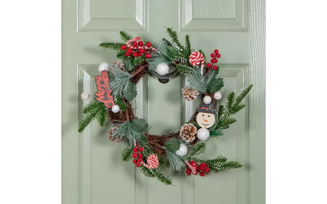 40cm Candy Swirls Christmas Wreath With Pinecones Red Berries And Candy Canes
