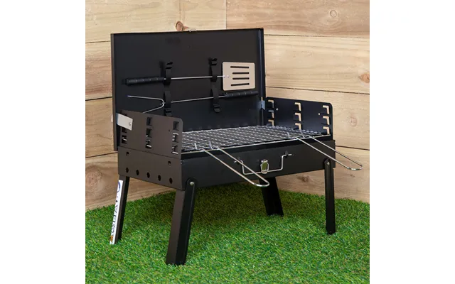 43cm X 26cm Folding Portable Camping Beach Barbecue Bbq With Wind Shield & Tools