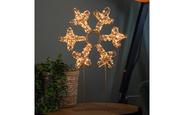 45cm Light Up Rose Gold Christmas Snowflake On Metal Stand With Twinkling Warm White Leds